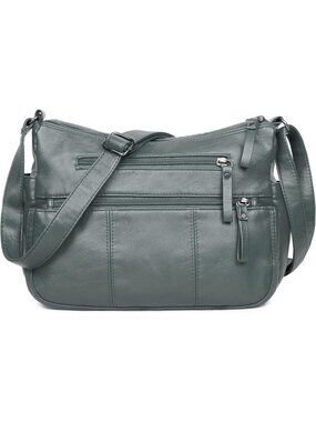Women's Gray (11.8") Soft PU Leather Shoulder Bag Crossbody Purse Pocketbook